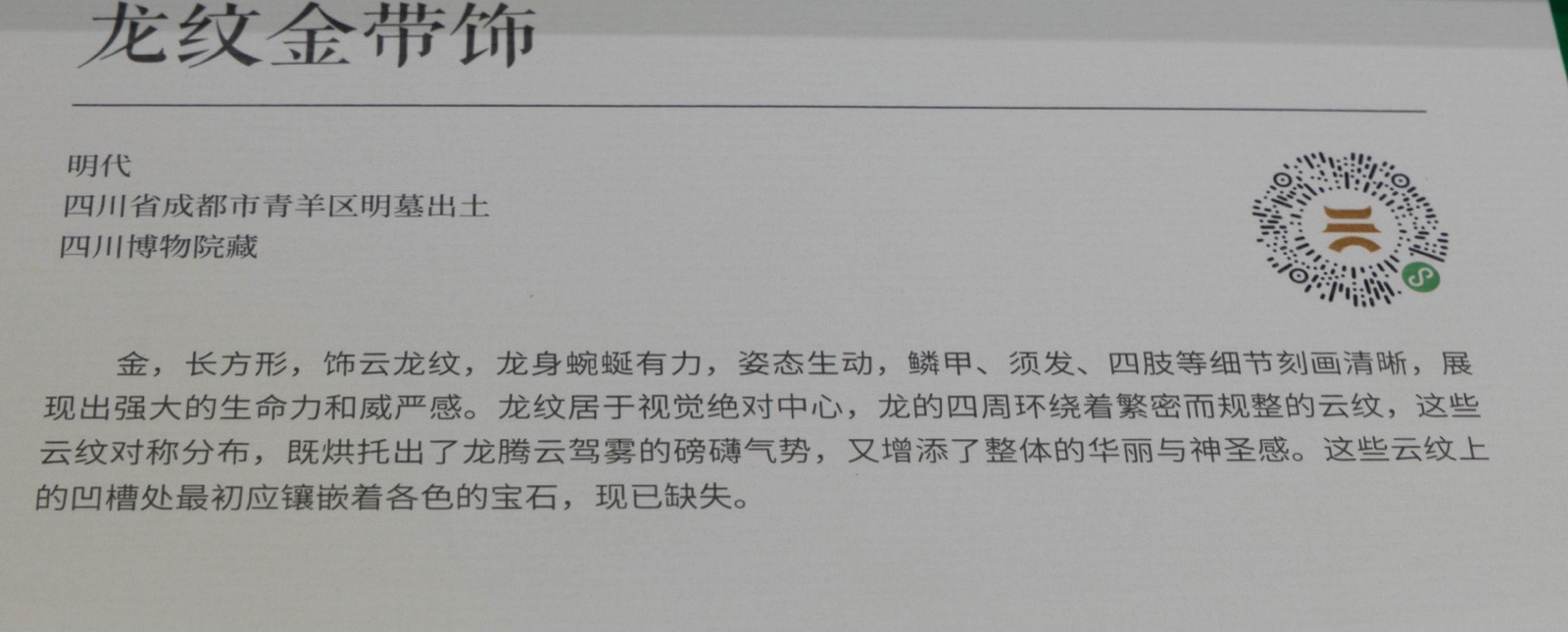 10 龙纹金带饰 明代 四川省成都市青羊区明墓出土